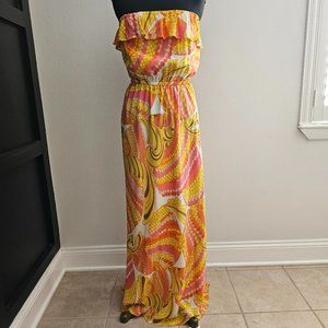 EUC *Banana Republic Trina Turk Collection* Silk Strapless Cocktail Maxi Dress 8